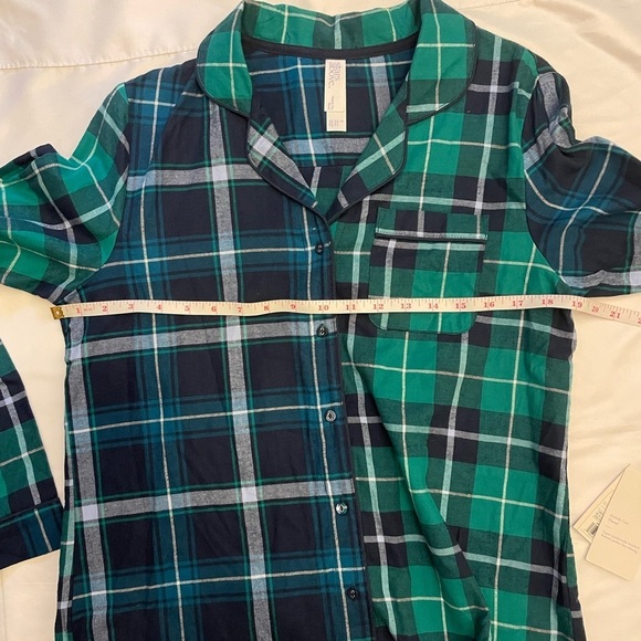 NWT Stars Above size small plaid green button up pajama shirt - Picture 6 of 12